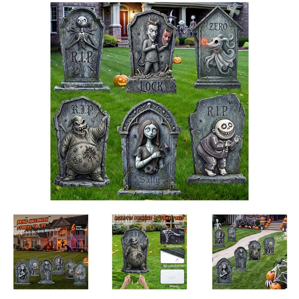 Halloween Yard Signs 17 Inch Waterproof Corrugated Plastic Tombstones Graveyard